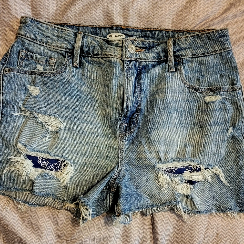 Old Navy Blue Distressed Jean Shorts